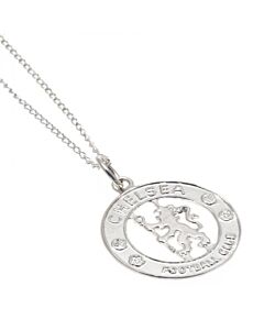 Chelsea FC Sterling Silver Crest Pendant & Chain Maznun Football