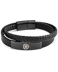 Hearts FC Black IP Leather Bracelet Maznun Football
