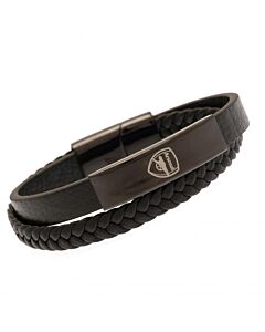 Arsenal FC Black IP Leather Bracelet-190981