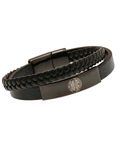 Celtic FC Black IP Leather Bracelet-190982