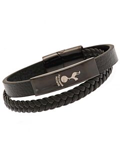 Tottenham Hotspur FC Black IP Leather Bracelet-190986