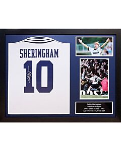 Tottenham Hotspur FC 1994 Sheringham Signed Shirt (Framed)-TM-00431