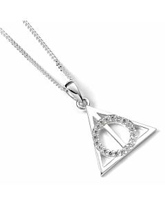 Harry Potter Sterling Silver Deathly Hallows Crystal Necklace-TM-00483