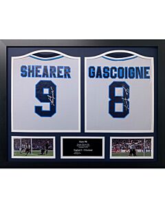 England FA 1996 Shearer & Gascoigne Signed Shirts (Dual Framed)-TM-00830