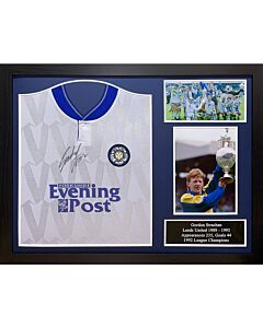 Leeds United FC 1992 Strachan Signed Shirt (Framed)-TM-01628