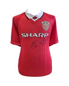 Manchester United FC 1999 Solskjaer & Sheringham Signed Shirt-TM-01637