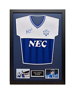 Everton FC 1986 Lineker Signed Shirt (Framed)-TM-03196