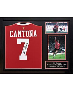 Manchester United FC Cantona Signed Shirt (Framed)-TM-02726