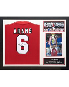 Arsenal FC Adams Retro Signed Shirt (Framed)-TM-02707