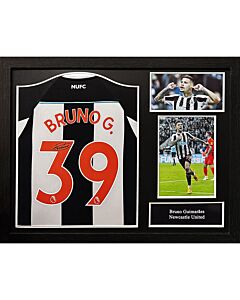 Newcastle United FC Bruno Guimaraes Signed Shirt (Framed)-TM-04682