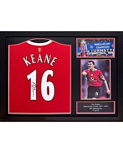 Manchester United FC Keane Signed Shirt (Framed)-TM-04645