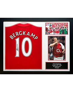 Arsenal FC Bergkamp Signed Shirt (Framed)-TM-04779