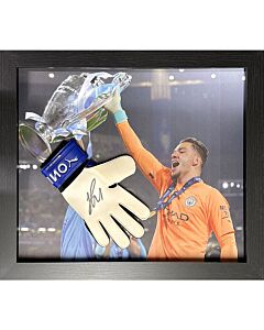 Manchester City FC Ederson Signed Glove (Framed)-TM-05399