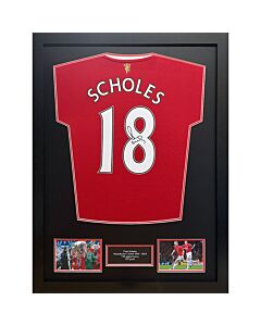 Manchester United FC Scholes Signed Shirt (Framed)-TM-05404