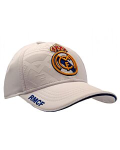 Real Madrid CF White Debossed Cap-145757 Maznun Football