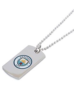 Manchester City FC Colour Crest Dog Tag & Chain-TM-06083