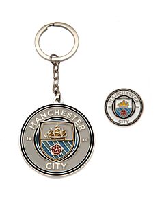 Manchester City FC Keyring & Badge Set-TM-06445