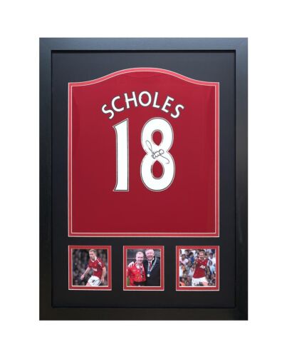 Manchester United FC Scholes Signed Shirt (Framed)-173262