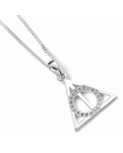 Harry Potter Sterling Silver Crystal Necklace Deathly Hallows-TM-00483