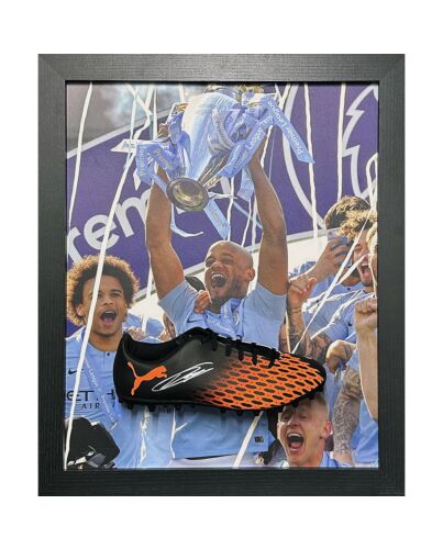 Manchester City FC Kompany Signed Boot (Framed)-TM-03185