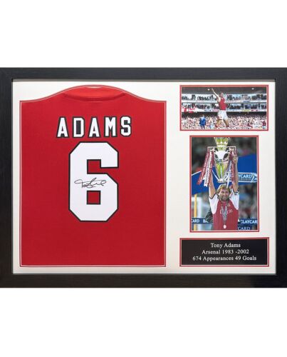 Arsenal FC Adams Retro Signed Shirt (Framed)-TM-02707