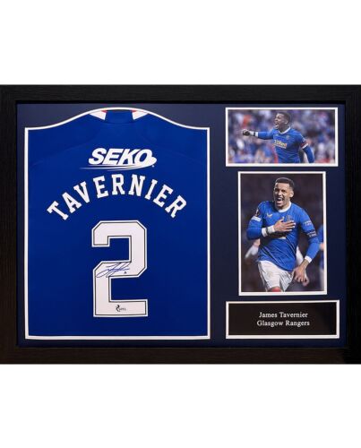 Rangers FC Tavernier Signed Shirt (Framed)-TM-04685