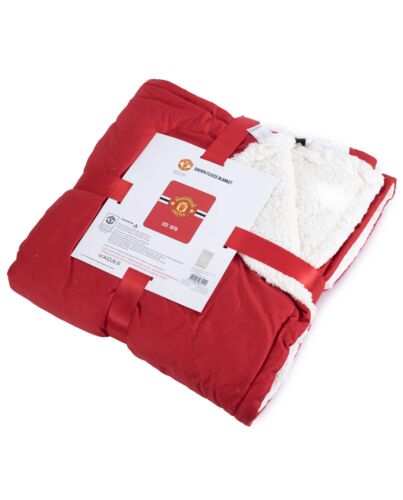 Manchester United FC Core Stripe Sherpa Fleece Blanket-TM-05611