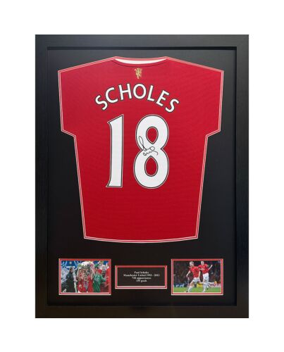 Manchester United FC Scholes Signed Shirt (Framed)-TM-05404