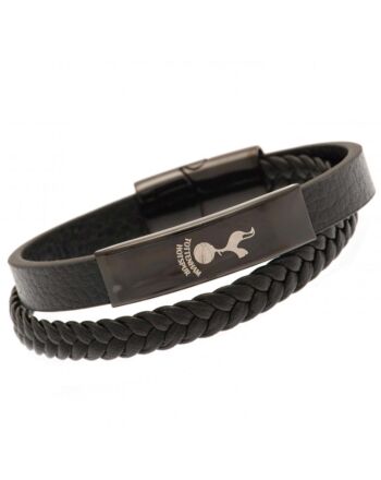 Tottenham Hotspur FC Black IP Leather Bracelet-190986