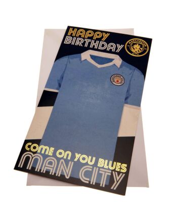 Manchester City FC Retro Shirt Birthday Card-TM-03892