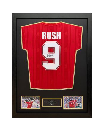 Liverpool FC 1986 Rush Signed Shirt (Framed)-TM-04678