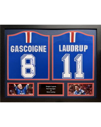 Rangers FC Laudrup & Gascoigne Signed Shirts (Dual Framed)-TM-04684