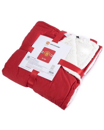 Manchester United FC Core Stripe Sherpa Fleece Blanket-TM-05611