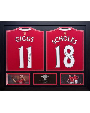 Manchester United FC Giggs & Scholes Signed Shirts (Dual Framed)-TM-05403
