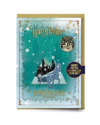 Harry Potter Hogwarts Winter Greetings Card with Badge-TM-06066