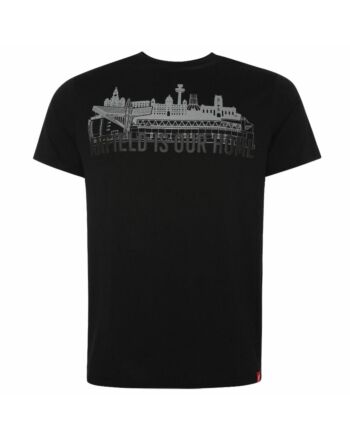 Liverpool FC Anfield Skyline T Shirt Mens Black X Large-189854