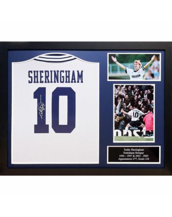 Tottenham Hotspur FC 1994 Sheringham Signed Shirt (Framed)-TM-00431