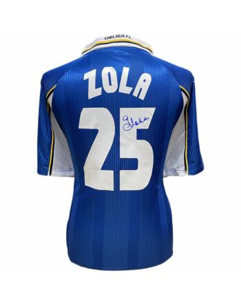 Chelsea FC 1998 UEFA Cup Winners' Cup Final Zola Signed Shirt-TM-00458