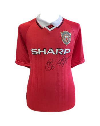 Manchester United FC 1999 Solskjaer & Sheringham Signed Shirt-TM-01637