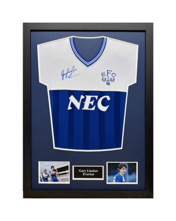 Everton FC 1986 Lineker Signed Shirt (Framed)-TM-03196