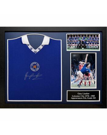 Leicester City FC 1978 Lineker Signed Shirt (Framed)-TM-03197