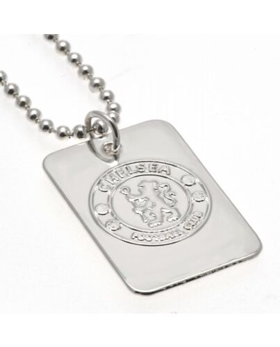 Chelsea FC Silver Plated Dog Tag & Chain Maznun Football