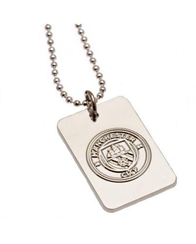 Manchester City FC Silver Plated Dog Tag & Chain Maznun Football