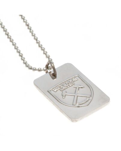 West Ham United FC Silver Plated Dog Tag & Chain Maznun Football