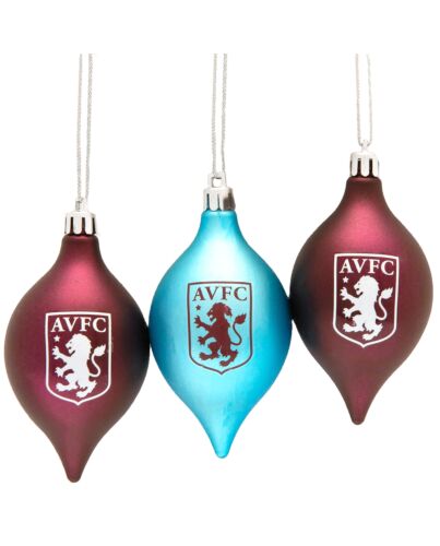 Aston Villa FC 3pk Vintage Baubles Maznun Football