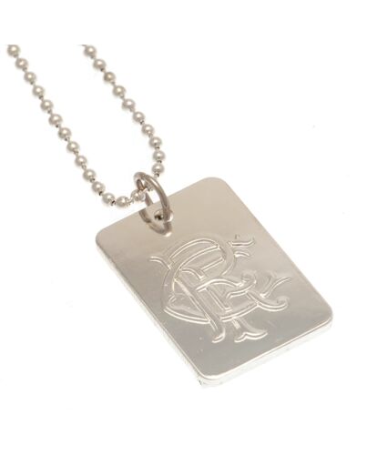 Rangers FC Silver Plated Dog Tag & Chain Maznun Football