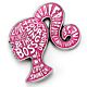 Barbie Sparkly Silhouette Pin Badge-TM-06633