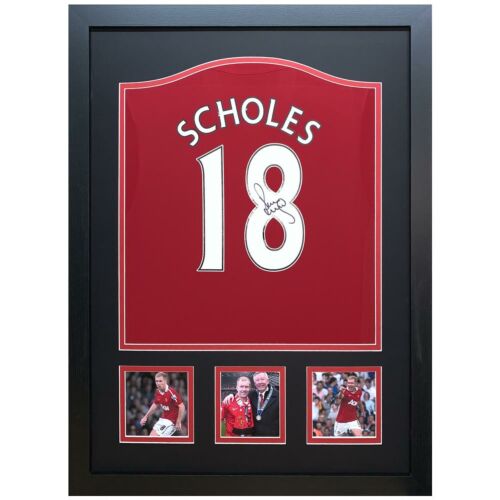 Manchester United FC Scholes Signed Shirt (Framed)-173262