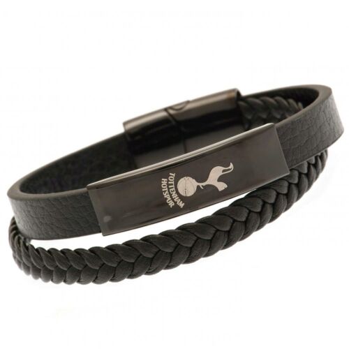 Tottenham Hotspur FC Black IP Leather Bracelet-190986