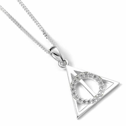 Harry Potter Sterling Silver Crystal Necklace Deathly Hallows-TM-00483